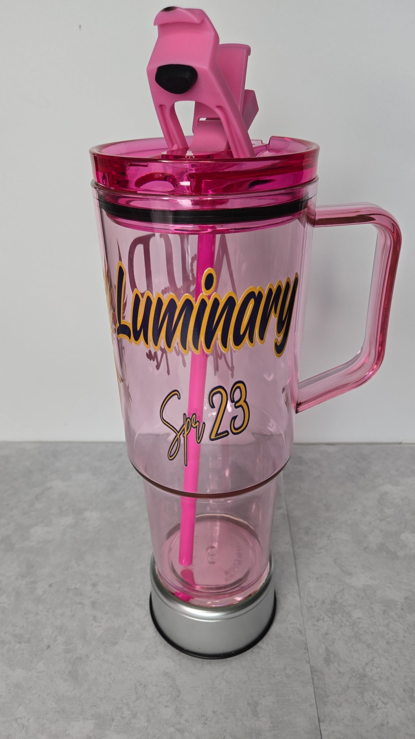 Custom Hot Pink Delta Psi Rho Cold Beverage Tumbler!