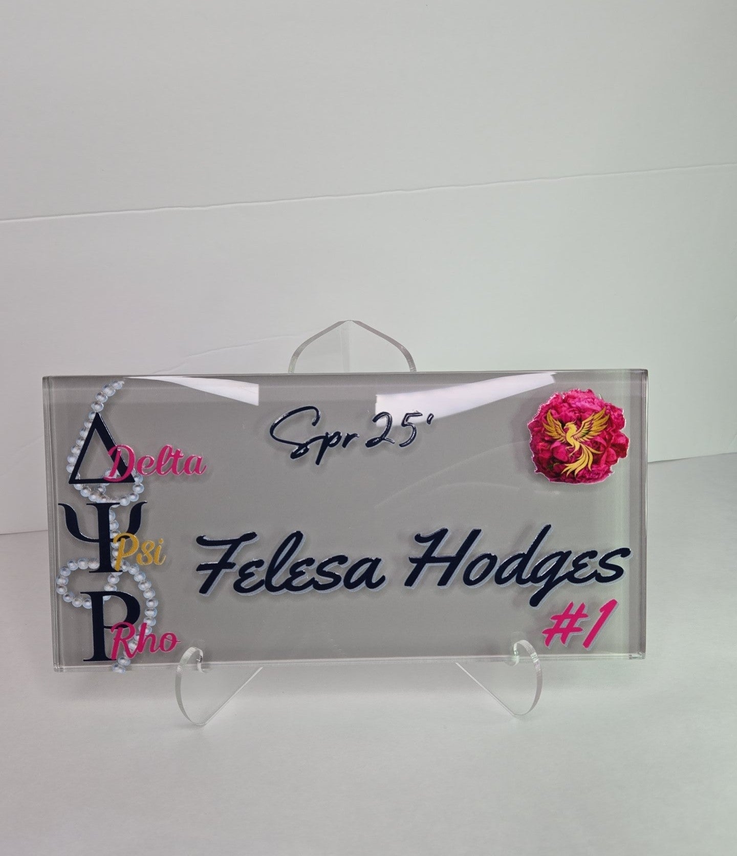 Elegant Glass Name Plaque with Acrylic Holder